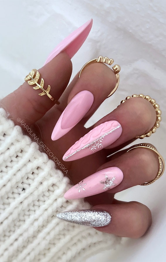 Cozy Cable Knit Snowflake Stilettos Cozy Cable Knit Snowflake Stilettos — Winter Stiletto Nails