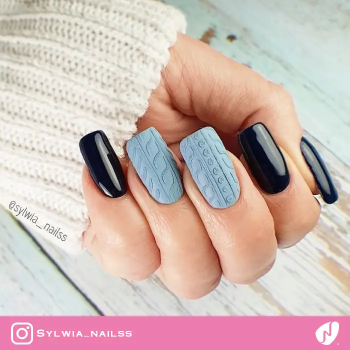 Cable Knit Pattern On Two Accent Nails Visual Idea — Sweater Nails