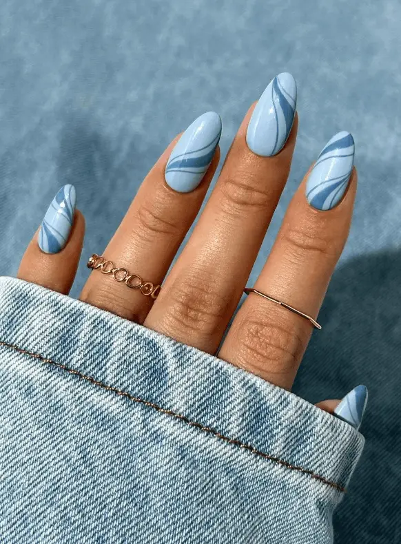 Swirls On All Nails Short Oval Fawn Print Nails — Everyday Winter Nails