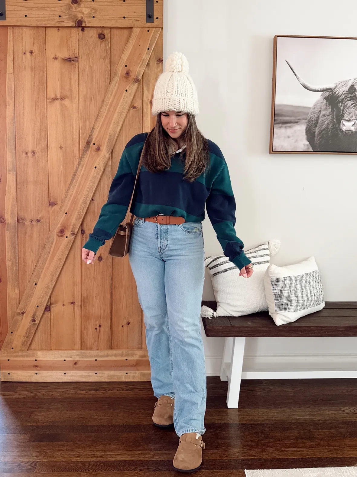 Striped Polo Shirt and Beanie for a Casual Preppy Vibe Striped Polo Shirt and Beanie for a Casual Preppy Vibe — Preppy Winter Outfits