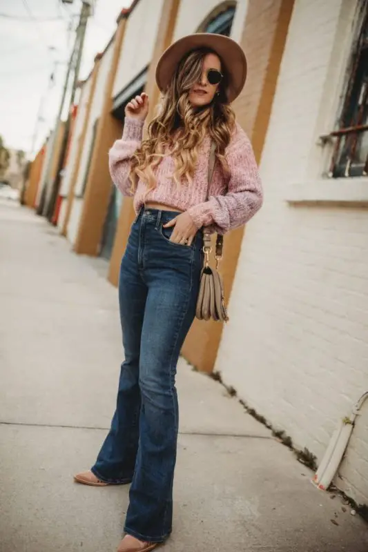 Chunky Knit Sweater and Flare Jeans: Casual Western Comfort — Western Winter Outfits