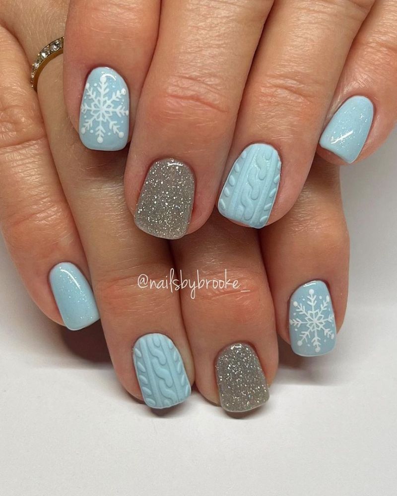 30+ Blue Winter Nails That Will Freeze Your Boredom