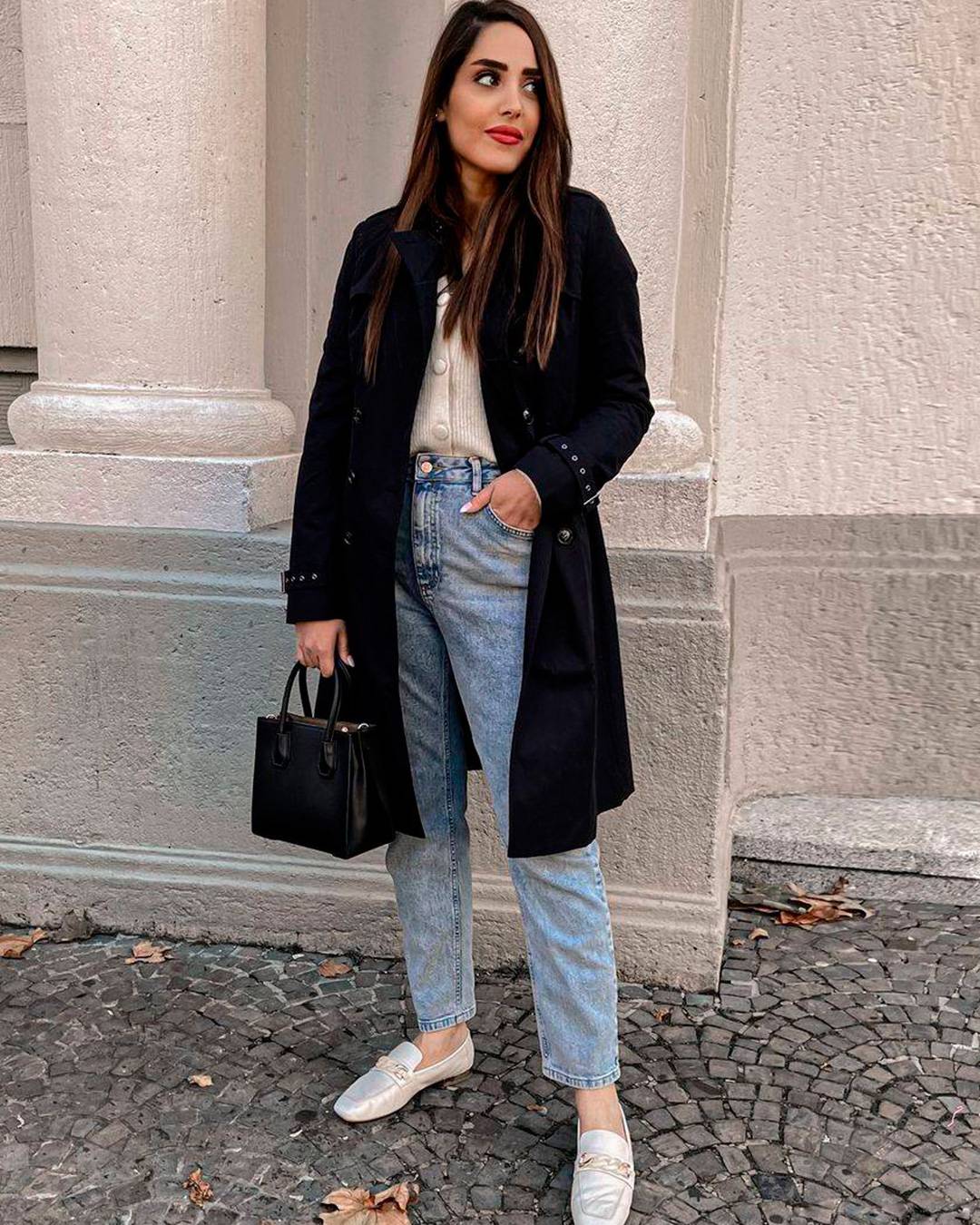 Beige Trench Coat Over a Shimmering Gold Mini Dress — Long Coat Outfits