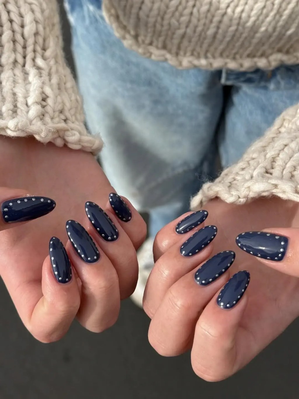 Modern Edgy Visual Idea — Navy Blue Nails