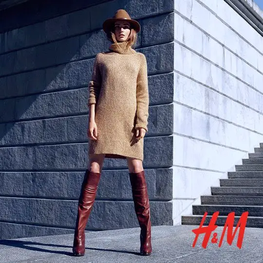 Turtleneck Knit Dress and Knee-High Boots: A Sleek Western Silhouette — Western Winter Outfits