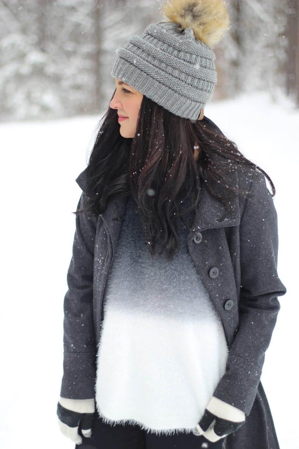 Ombre Sweater and Pompom Beanie for a Cozy Snow Day — Snow Day Outfits