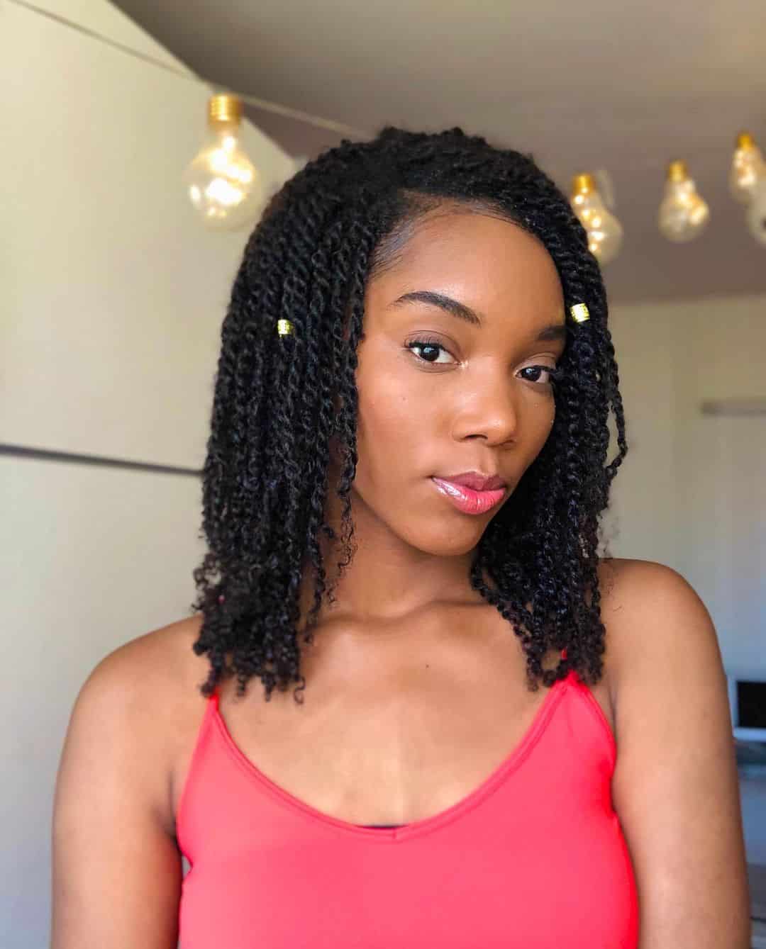 Kinky Twists with Gold Cuffs — Winter Twist Hairstyles
