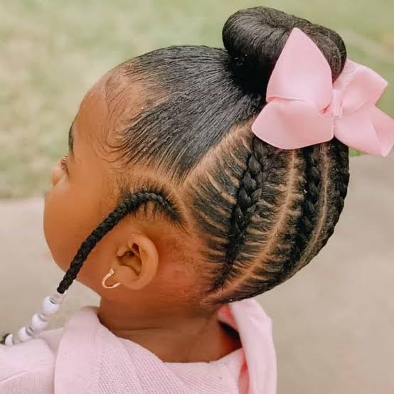 Braided Accents Into High Bun — Winter Hairstyles for Kids