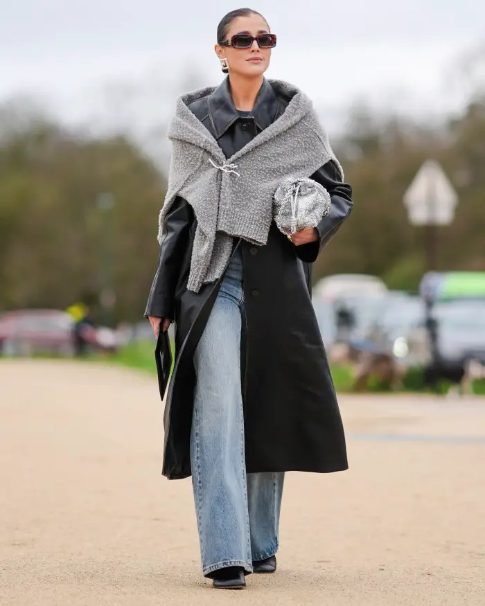 Modern Layered Look with a Black Leather Coat Modern Layered Look with a Black Leather Coat — Black Coat Outfits