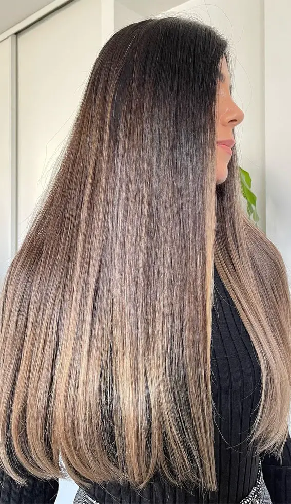 Dark Brown Ash Blonde Balayage Straight Hair Dark Brown Ash Blonde Balayage Straight Hair — Blonde to Brunette Hair
