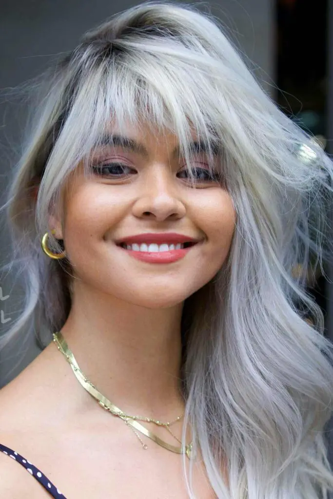 Ash Blonde Bob With Blunt Bangs Ash Blonde Bob With Blunt Bangs — Winter Hair Colors for Olive Skin