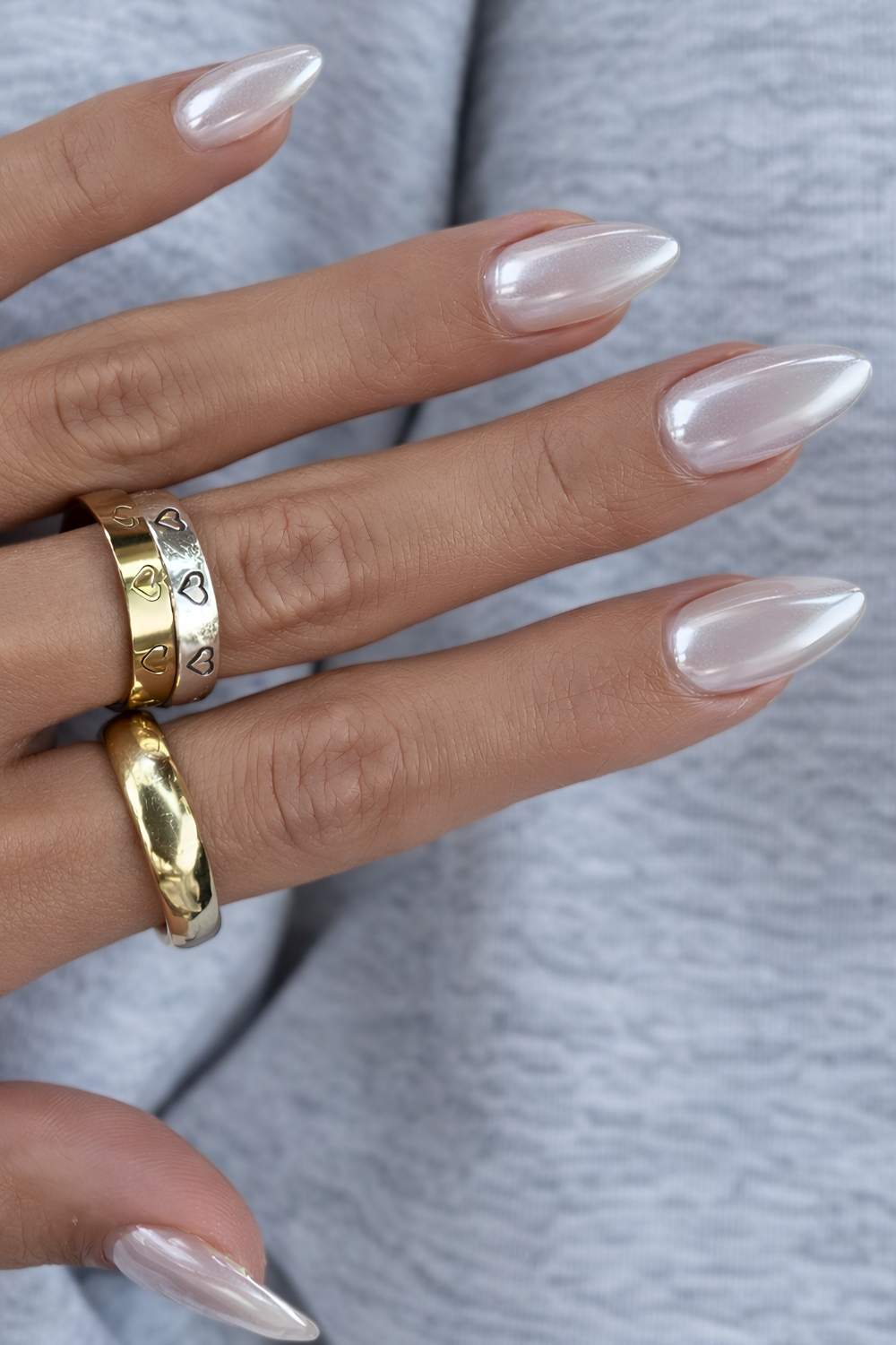 Pale Iridescent White Stiletto Nails Pale Iridescent White Stiletto Nails — Winter Acrylic Nails