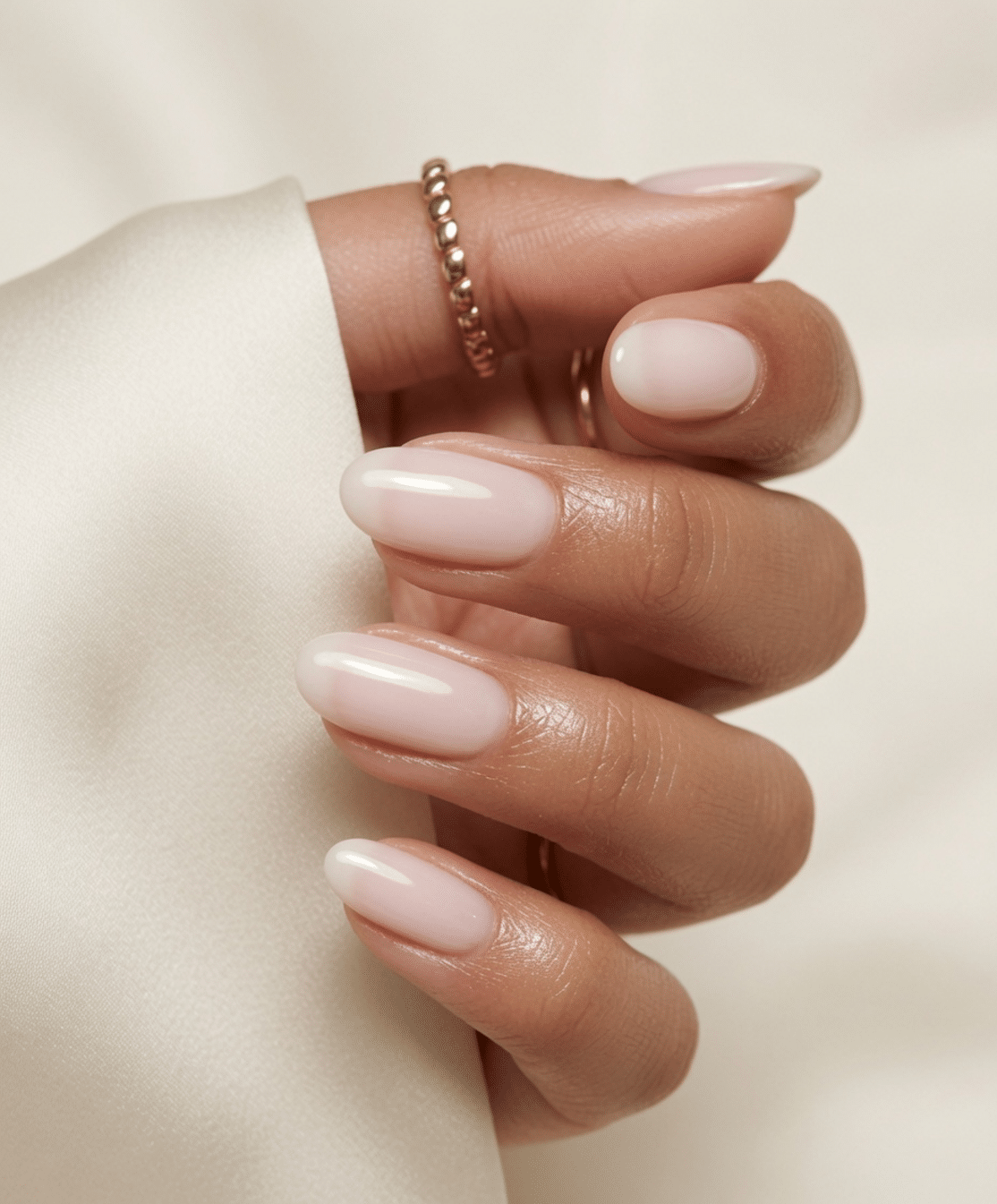 Sheer Milky Pink Pearlescent Almonds Sheer Milky Pink Pearlescent Almonds — Almond Nail Inspo
