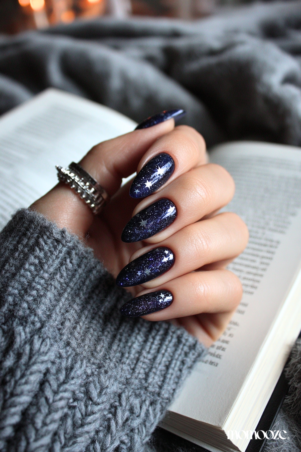 Glitter Visual Idea — Dark Winter Nails