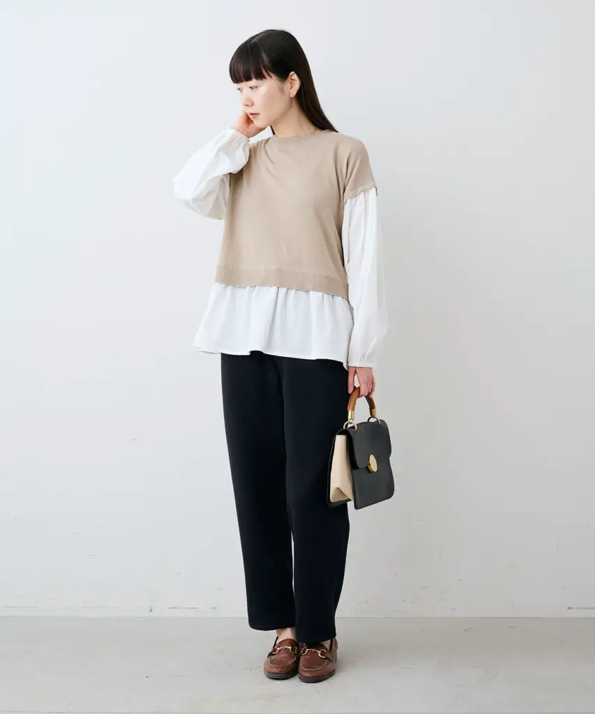 Preppy Layers: Sweater Vest Over Shirt with Navy Pants Preppy Layers: Sweater Vest Over Shirt with Navy Pants — Winter Outfits for Moms