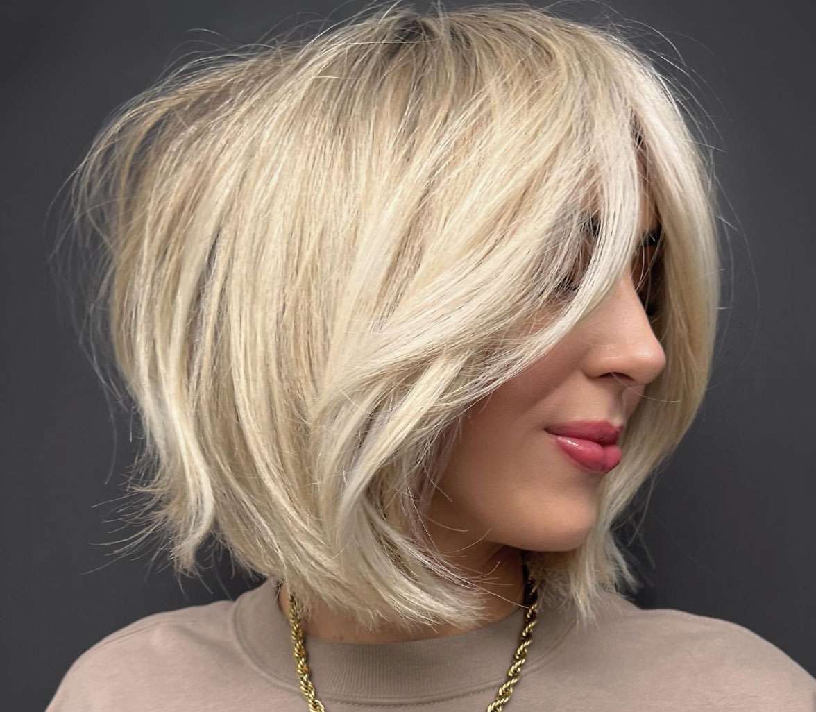 Layered Ash Blonde Bob Layered Ash Blonde Bob — Winter Hair Colors for Short Hair