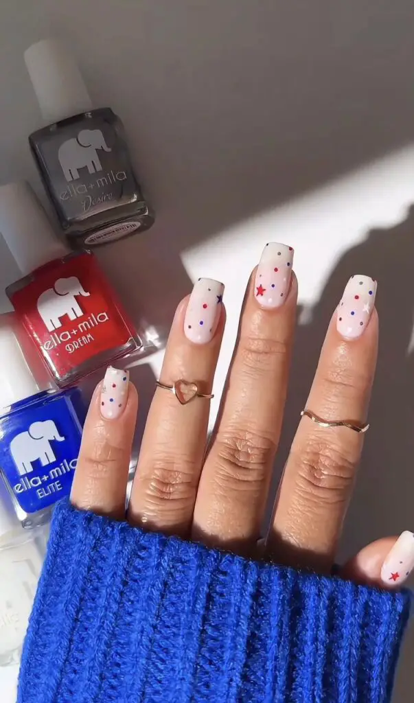 Patriotic Star Short Square Nails Patriotic Star Short Square Nails — Nail Art Ideas