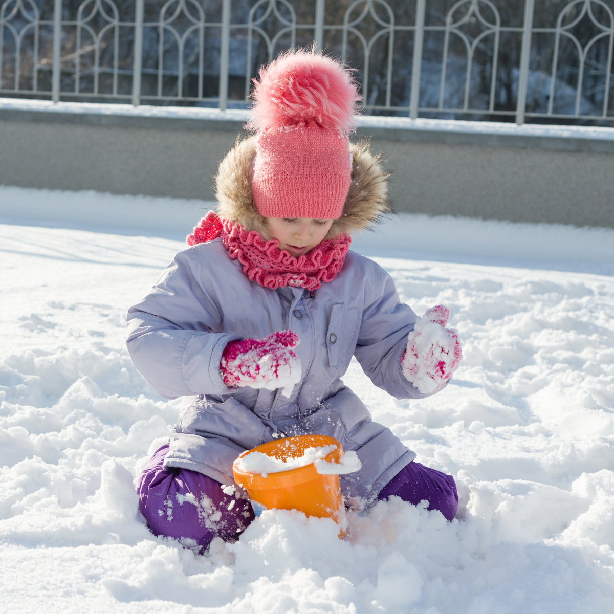 Lavender Puffer Coat with Pink Accessories for Snow Play — Winter Outfits for Kids