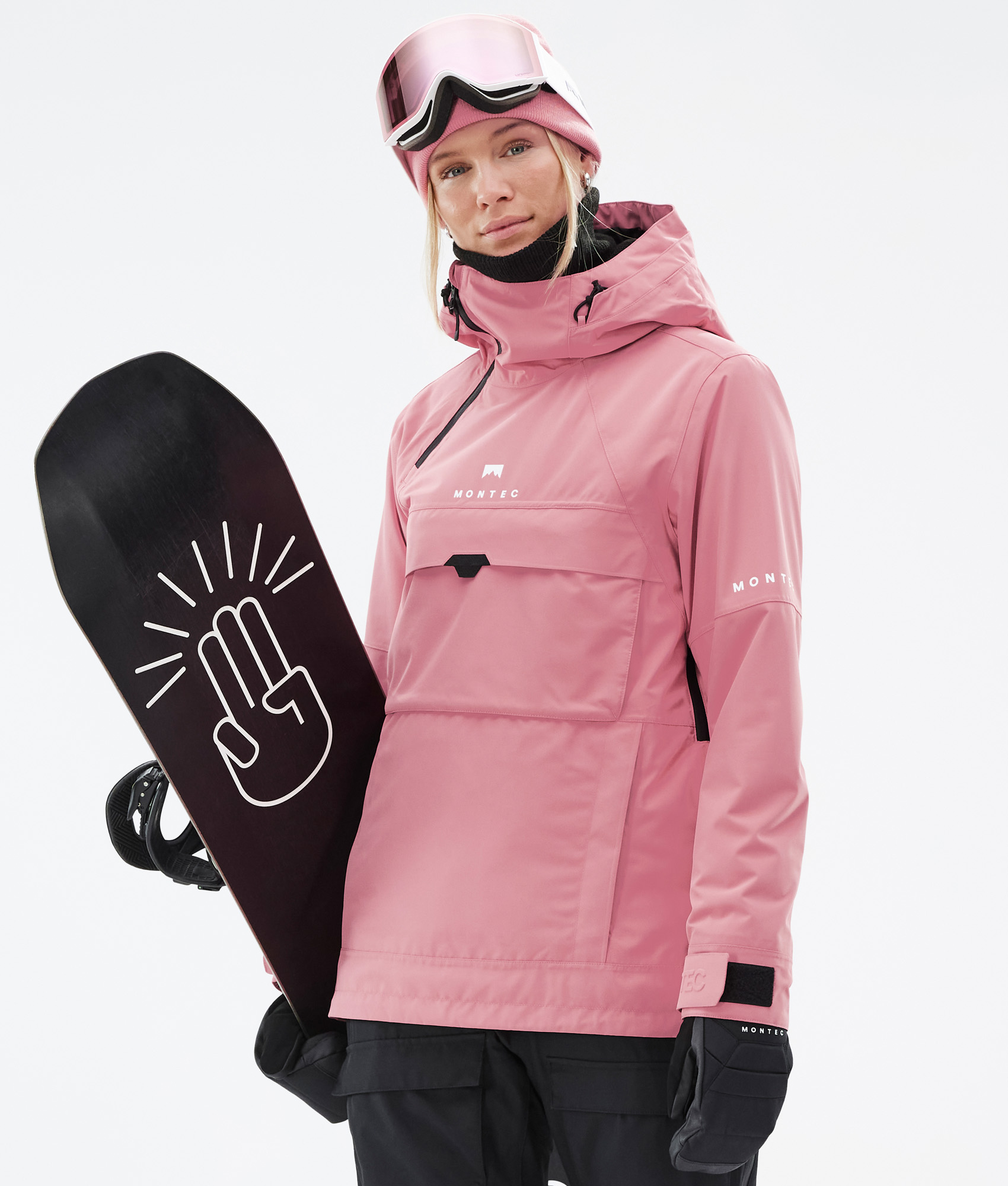 Vibrant Pink Anorak Jacket and Black Snowboarding Gear Vibrant Pink Anorak Jacket and Black Snowboarding Gear — Snowboarding Outfits