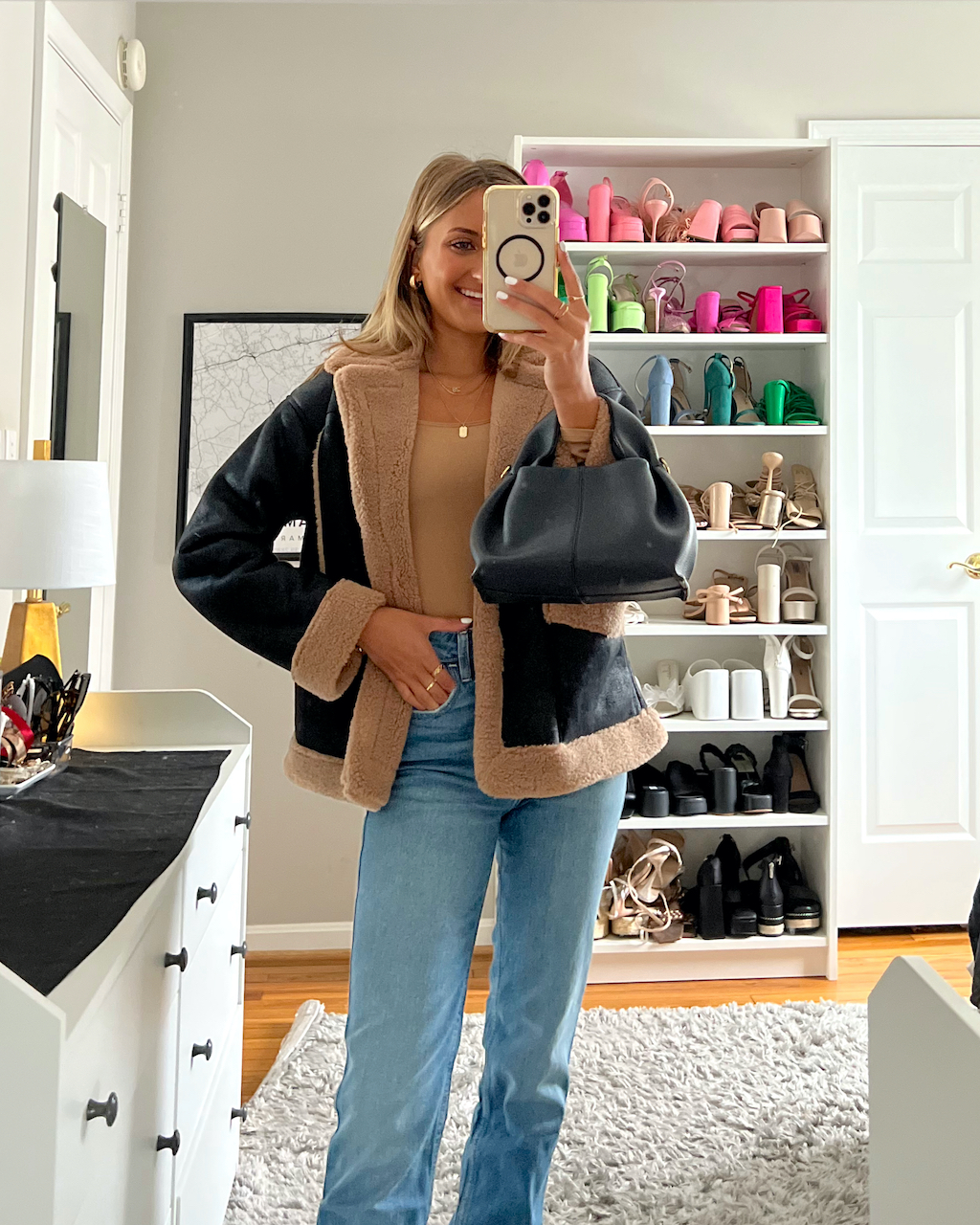 Sherpa-Lined Jacket with Straight-Leg Jeans Sherpa-Lined Jacket with Straight-Leg Jeans — Cute Winter Outfits