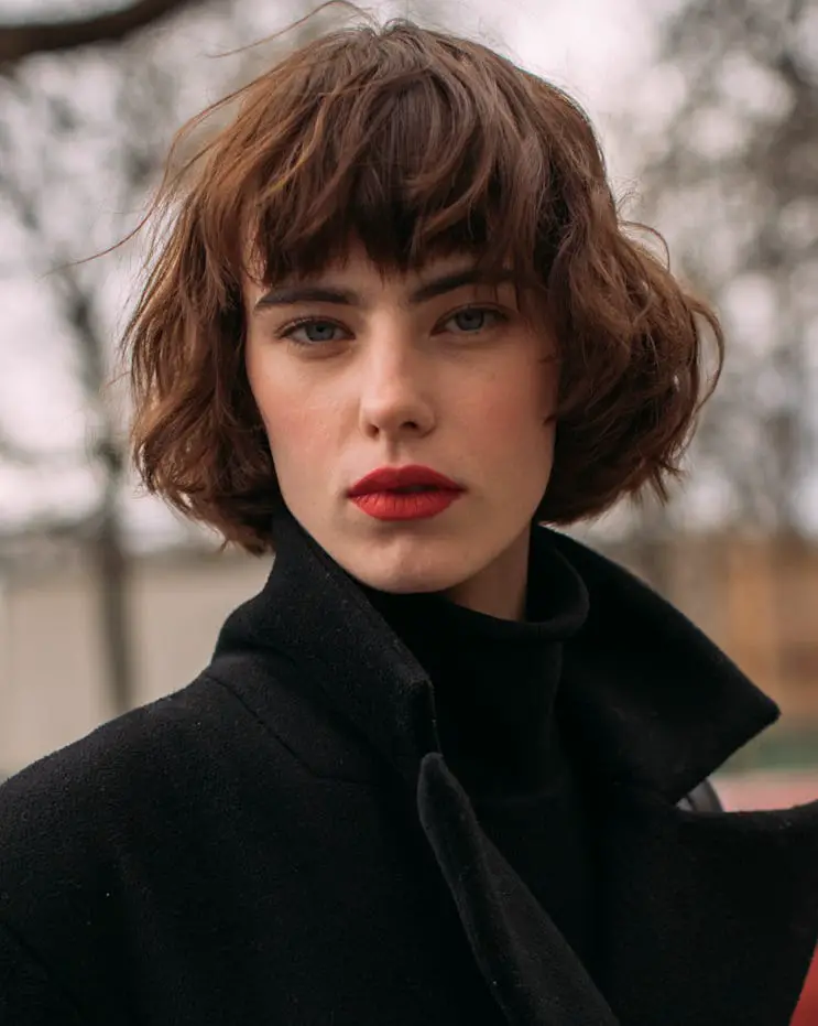 Textured Reddish Brown Bob — Winter Hairstyles for Thin Hair
