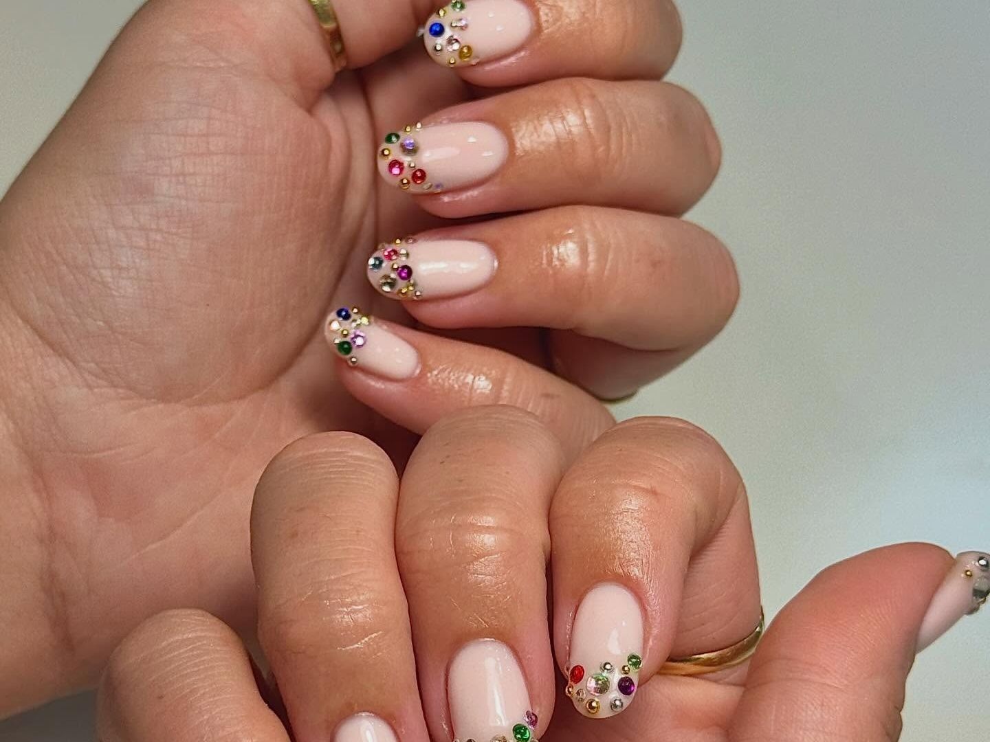 Multi-Colored Rhinestone Cuticle Clusters Multi-Colored Rhinestone Cuticle Clusters — Cute Nail Designs