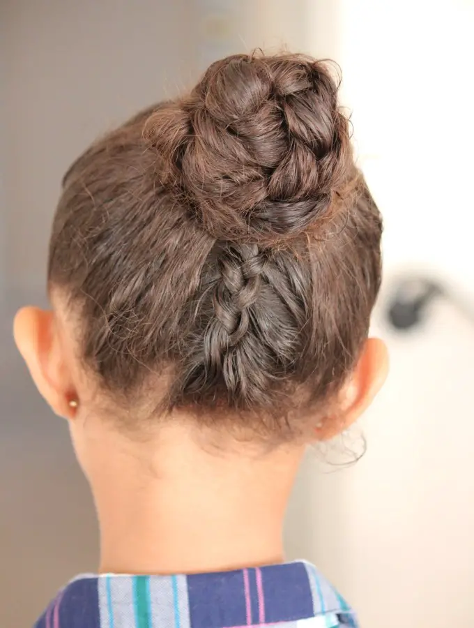 Braided Bun With Loose Strands — Winter Hairstyles for Kids