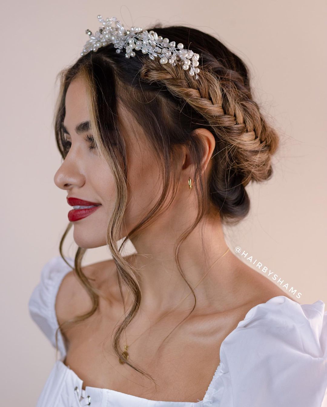 Braided Updo With Pearl and Crystal Headband Braided Updo With Pearl and Crystal Headband — Winter Hairstyles with Headband