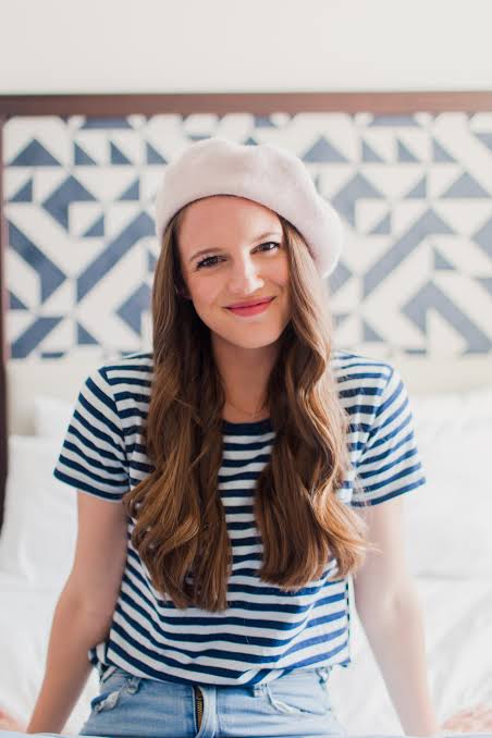 Light Pink Beret with Striped Tee and Jeans — Beret Outfits