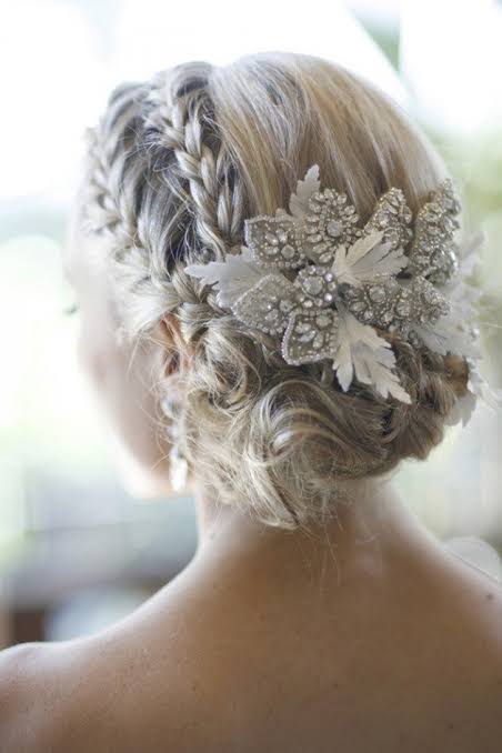 Blonde Braided Updo With Accessory Blonde Braided Updo With Accessory — Winter Wedding Hairstyles