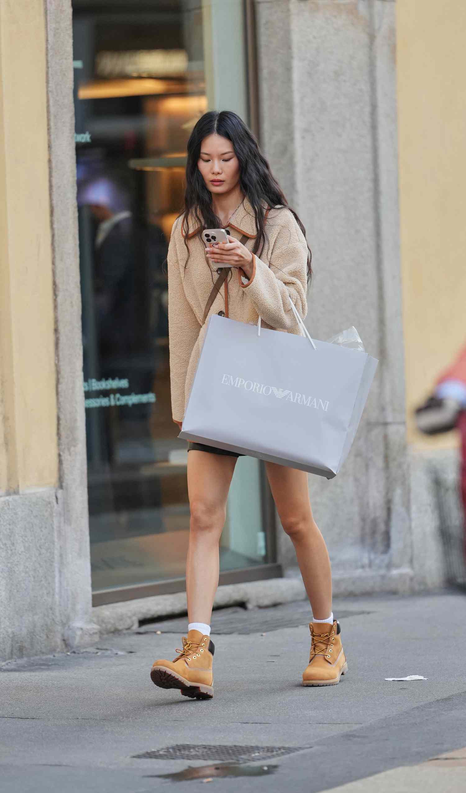 Cozy Chic: Tan Timberlands with Fleece Jacket and Mini Skirt — Timberland Boots Outfits