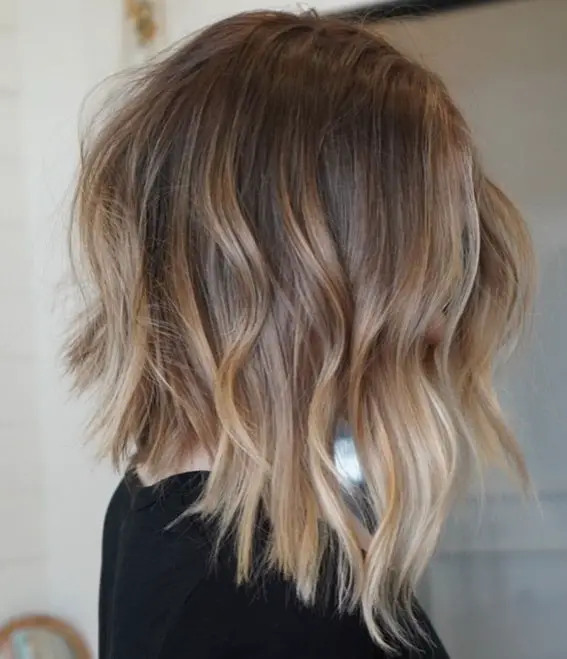 Latte Blonde Lob With Side Swept Bangs — Winter Lob Haircuts