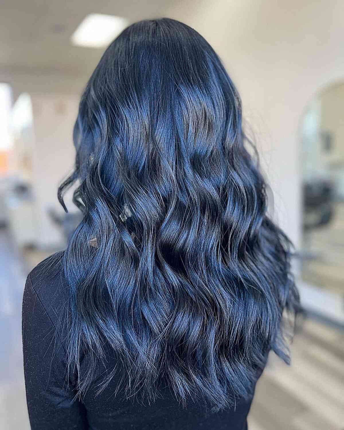 Mid-Back Midnight Blue Waves Mid-Back Midnight Blue Waves — Blue Black Hair