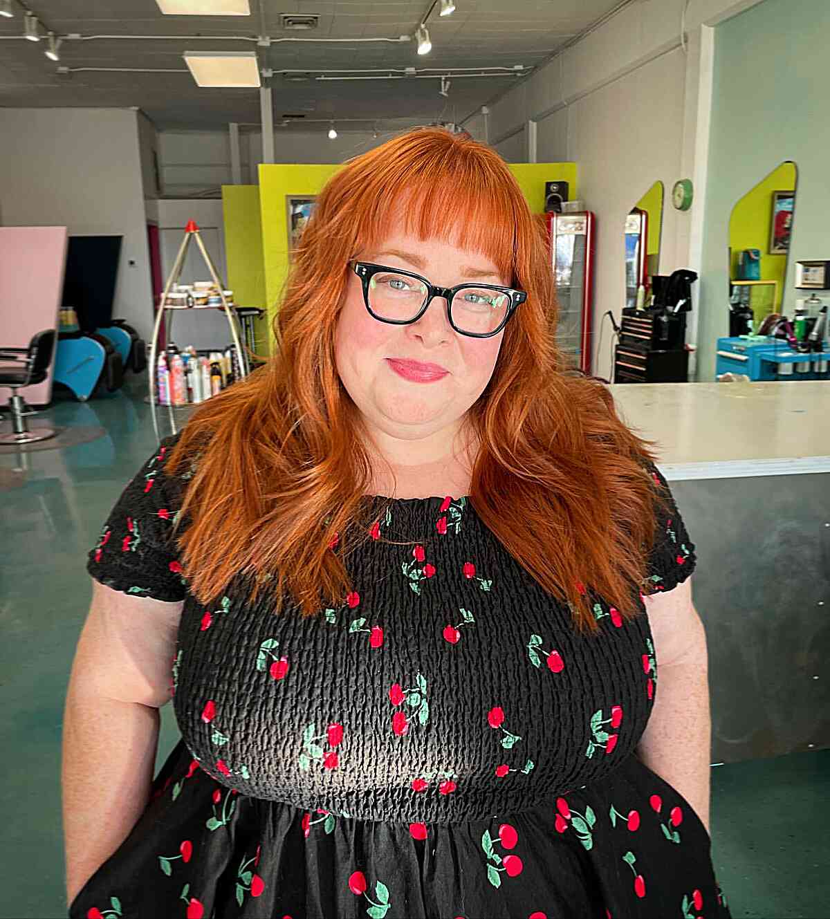 Vibrant Red Shag With Air-Dried Waves Vibrant Red Shag With Air-Dried Waves — Winter Hairstyles for Plus Size Women