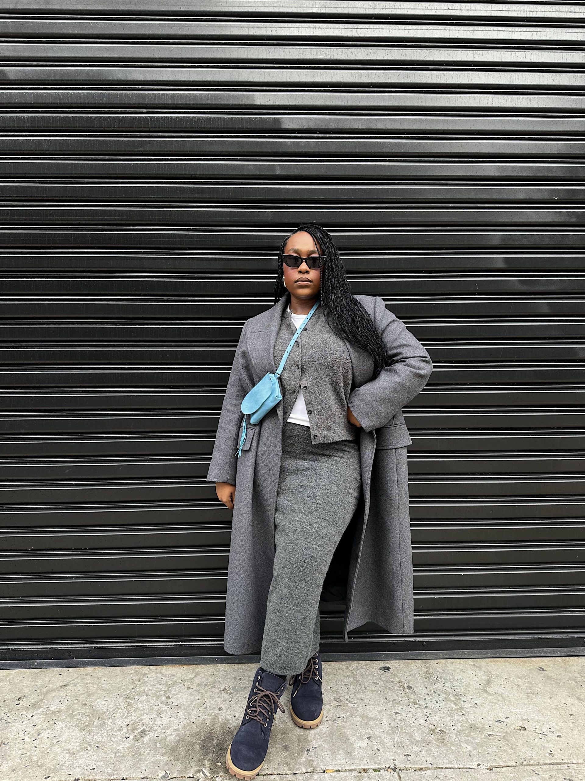 Monochromatic Style: Grey Tones with Dark Blue Timberlands — Timberland Boots Outfits