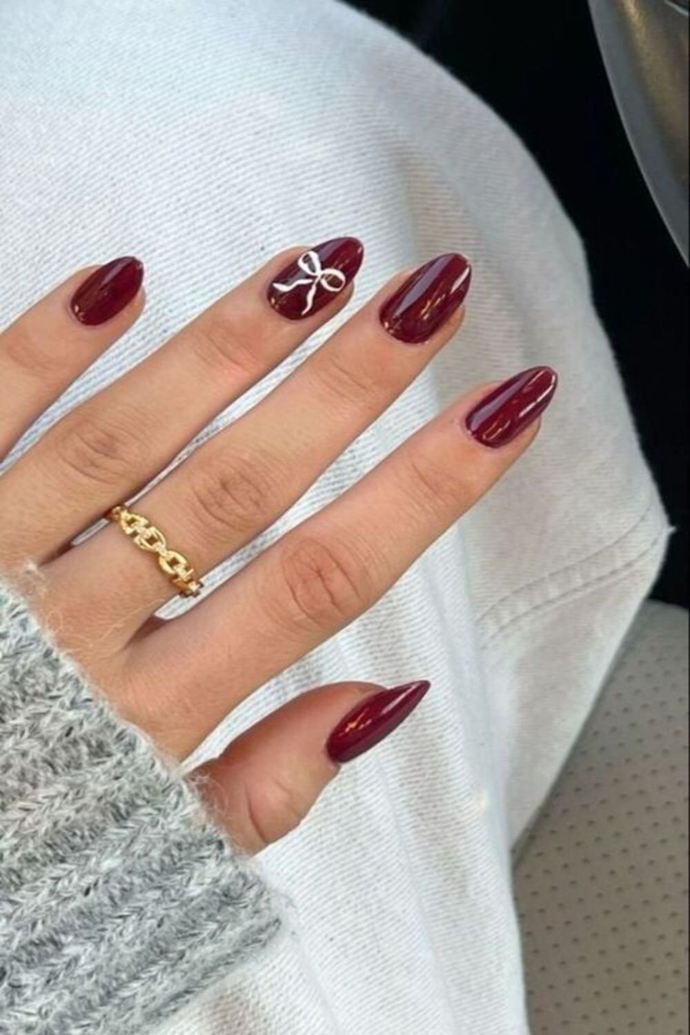Elegant Red French Tips with Pearls Elegant Red French Tips with Pearls — Winter Red Nails