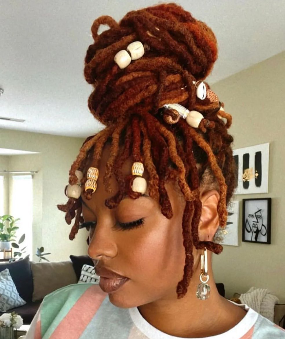 Voluminous Updo with Beads Voluminous Updo with Beads — Winter Loc Styles