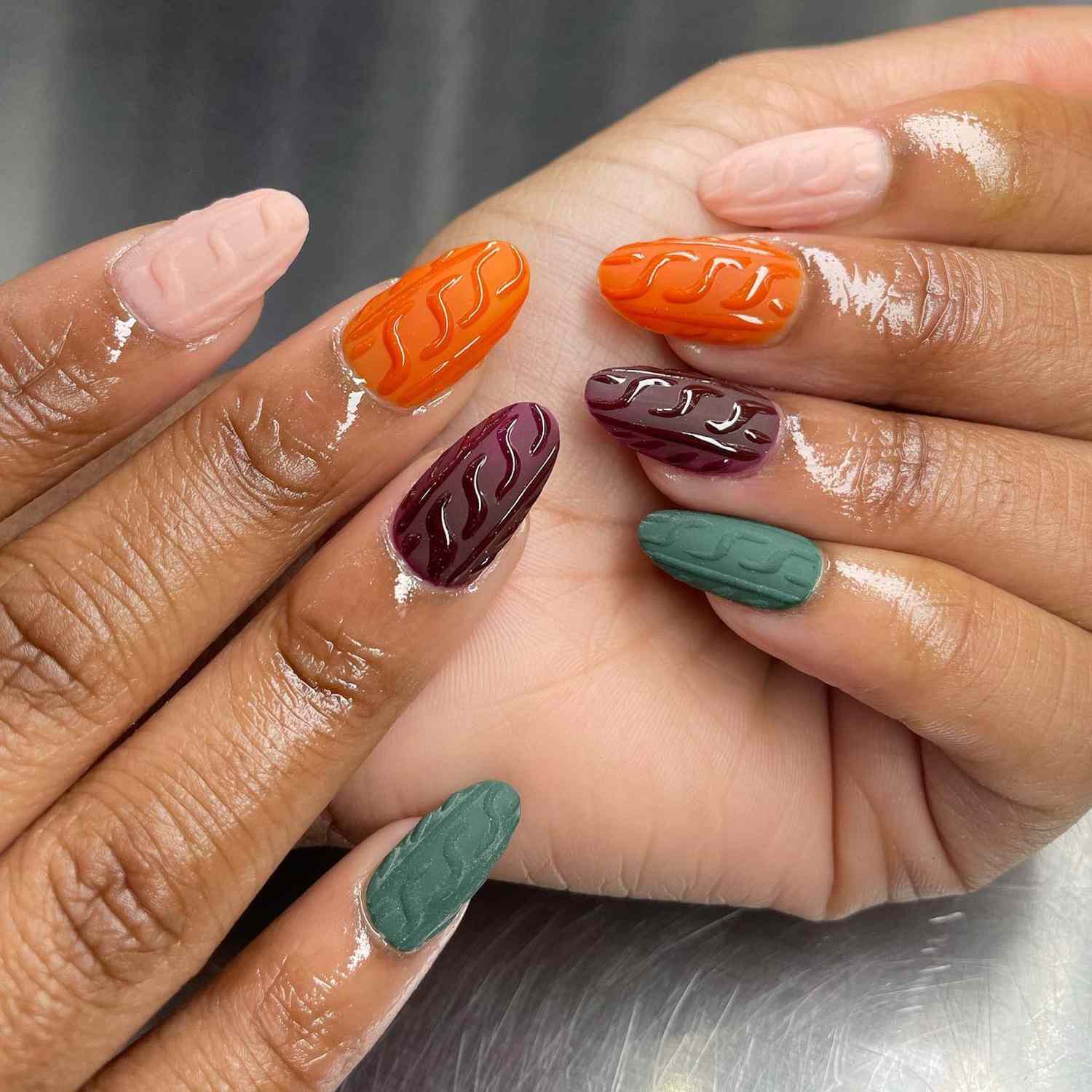 Matte Glossy Jelly Visual Idea — Sweater Nails