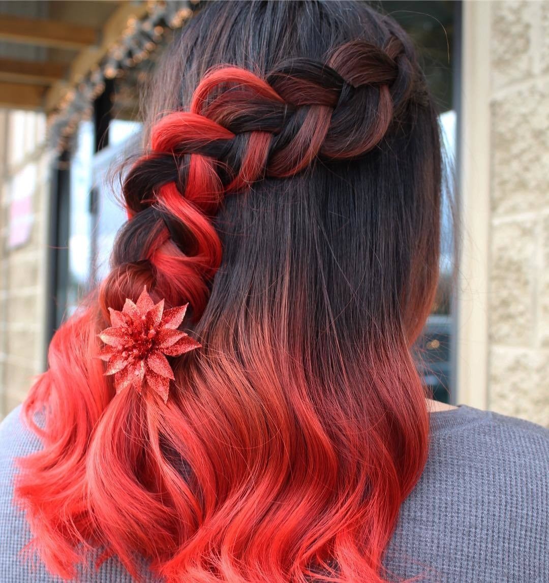 Dark Brown to Bright Red Ombre Dark Brown to Bright Red Ombre — Winter Ombre Hair