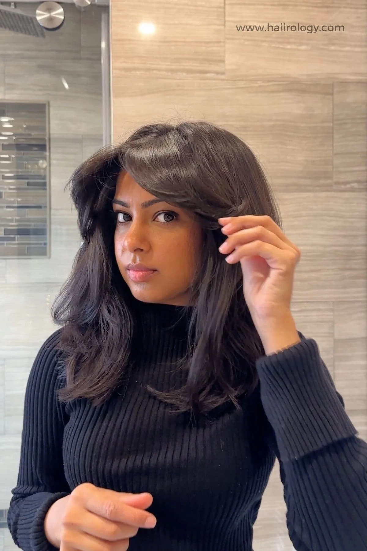 Thick Dark Brown Layers With Volume Bangs Thick Dark Brown Layers With Volume Bangs — Winter Haircuts with Curtain Bangs