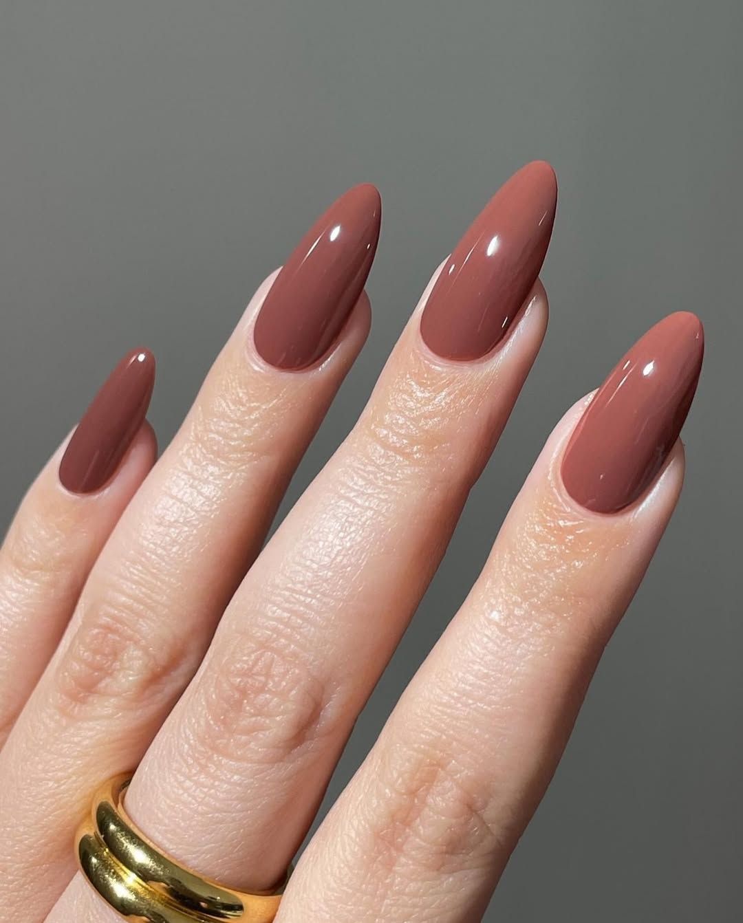 Glossy Reddish-Brown Stiletto Nails Glossy Reddish-Brown Stiletto Nails — Mocha Nails