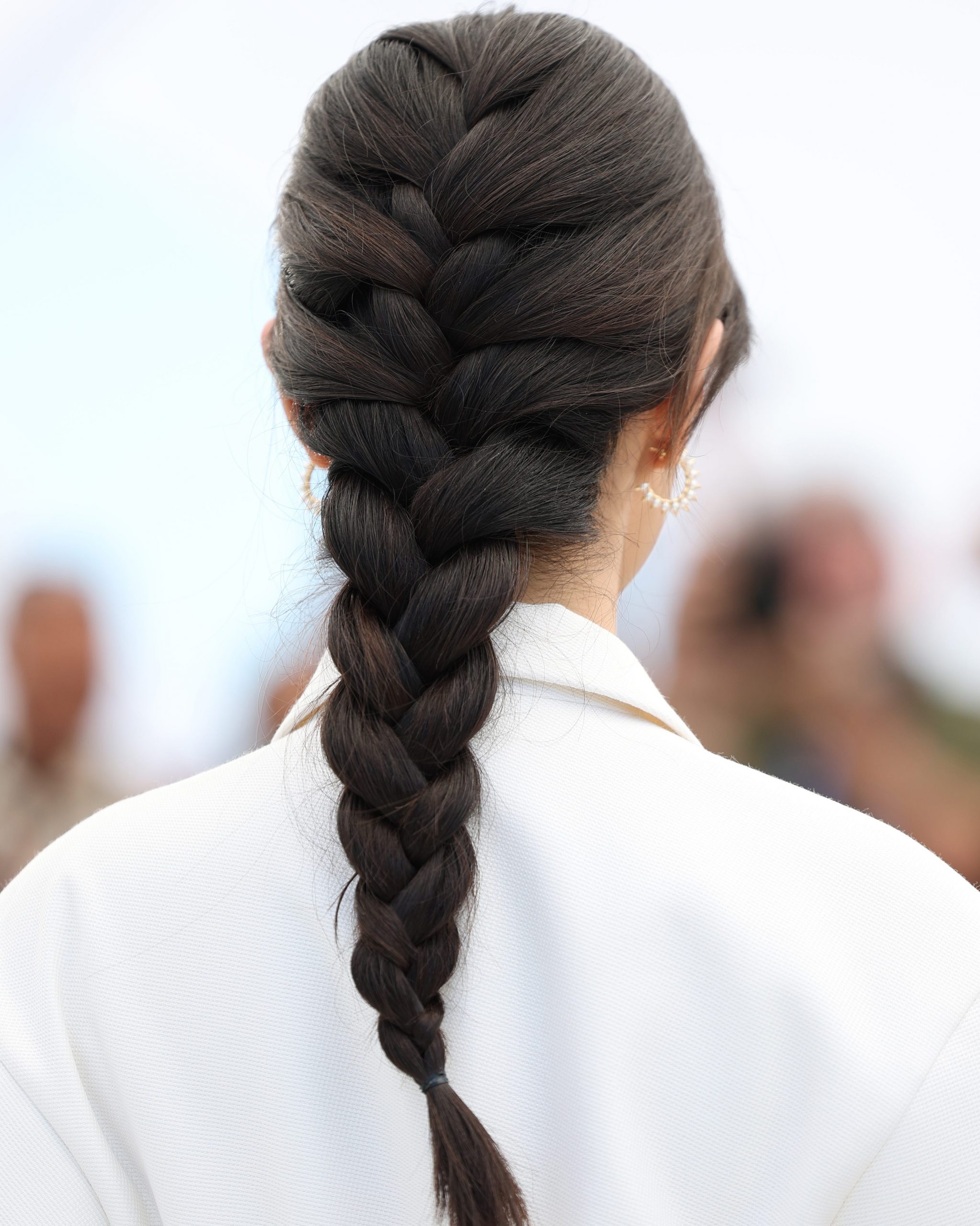 Mid-Back Thick Dark Brown French Braid Mid-Back Thick Dark Brown French Braid — Winter Braided Hairstyles