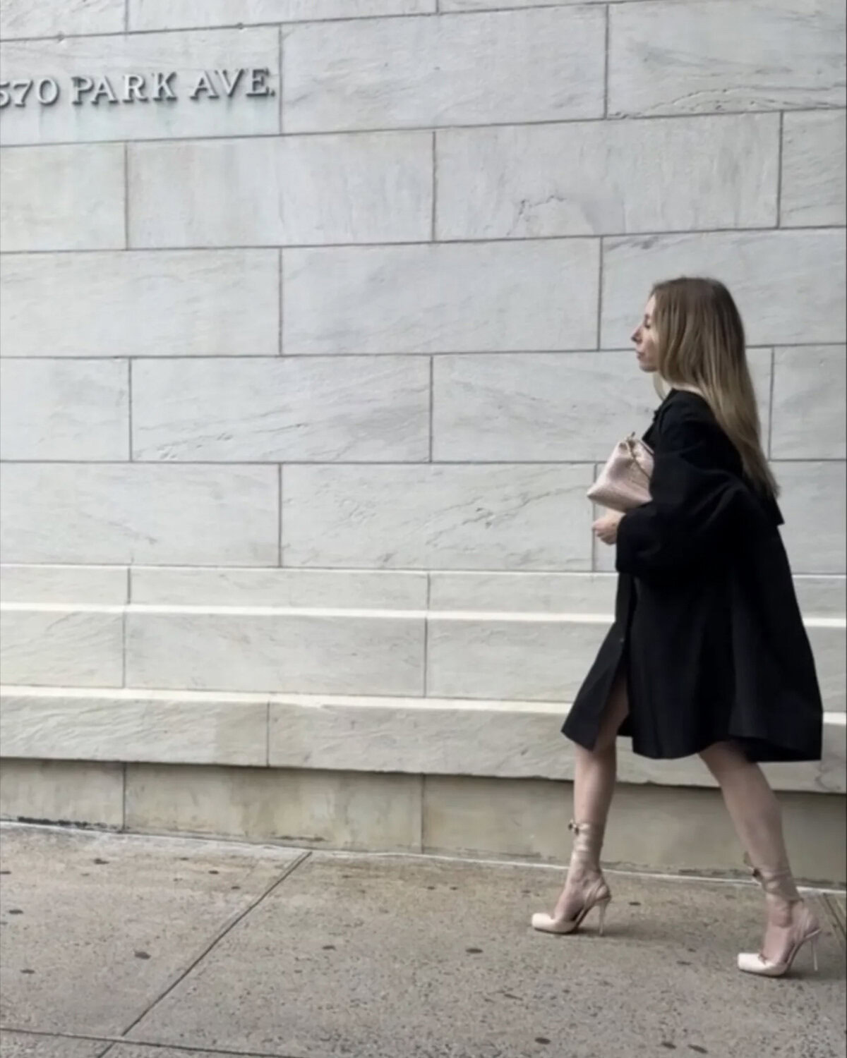 Black Coat with Flared Skirt and Heeled Sandals — Car Coat Outfits