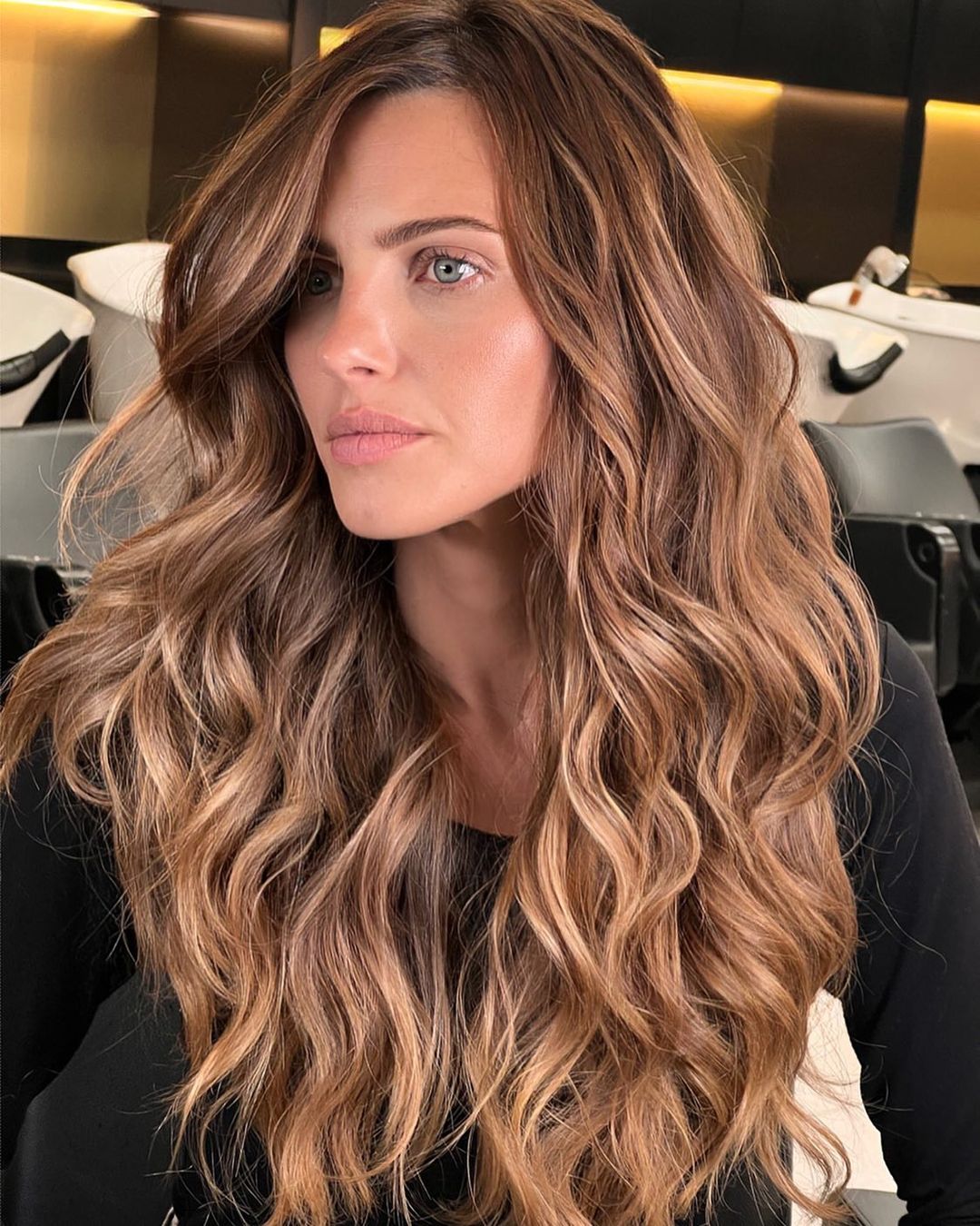 Medium Brown With Honey Balayage Medium Brown With Honey Balayage — Winter Hair Colors for Green Eyes