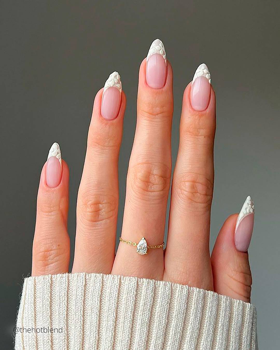 Rhinestone Cuticle Accent French Nails Rhinestone Cuticle Accent French Nails — Winter Formal Nails