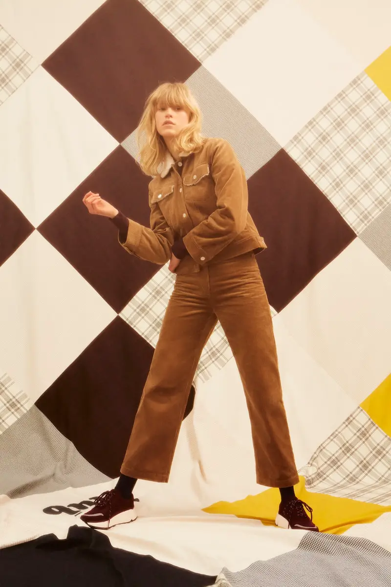 Brown Corduroy Set with Burgundy Sneakers — Winter Streetwear Outfits