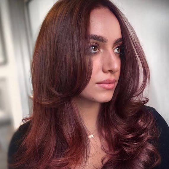 Mid-Back Deep Cherry Red With Brown Undertones Mid-Back Deep Cherry Red With Brown Undertones — Cherry Cola Hair Color