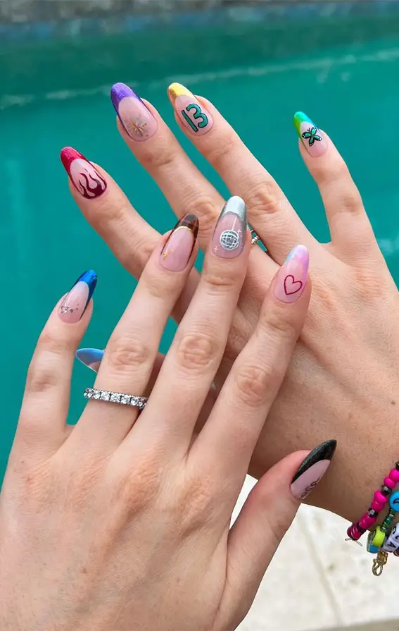 Ladybug and Flower Pastel French Square Nails Ladybug and Flower Pastel French Square Nails — Cute Nail Designs
