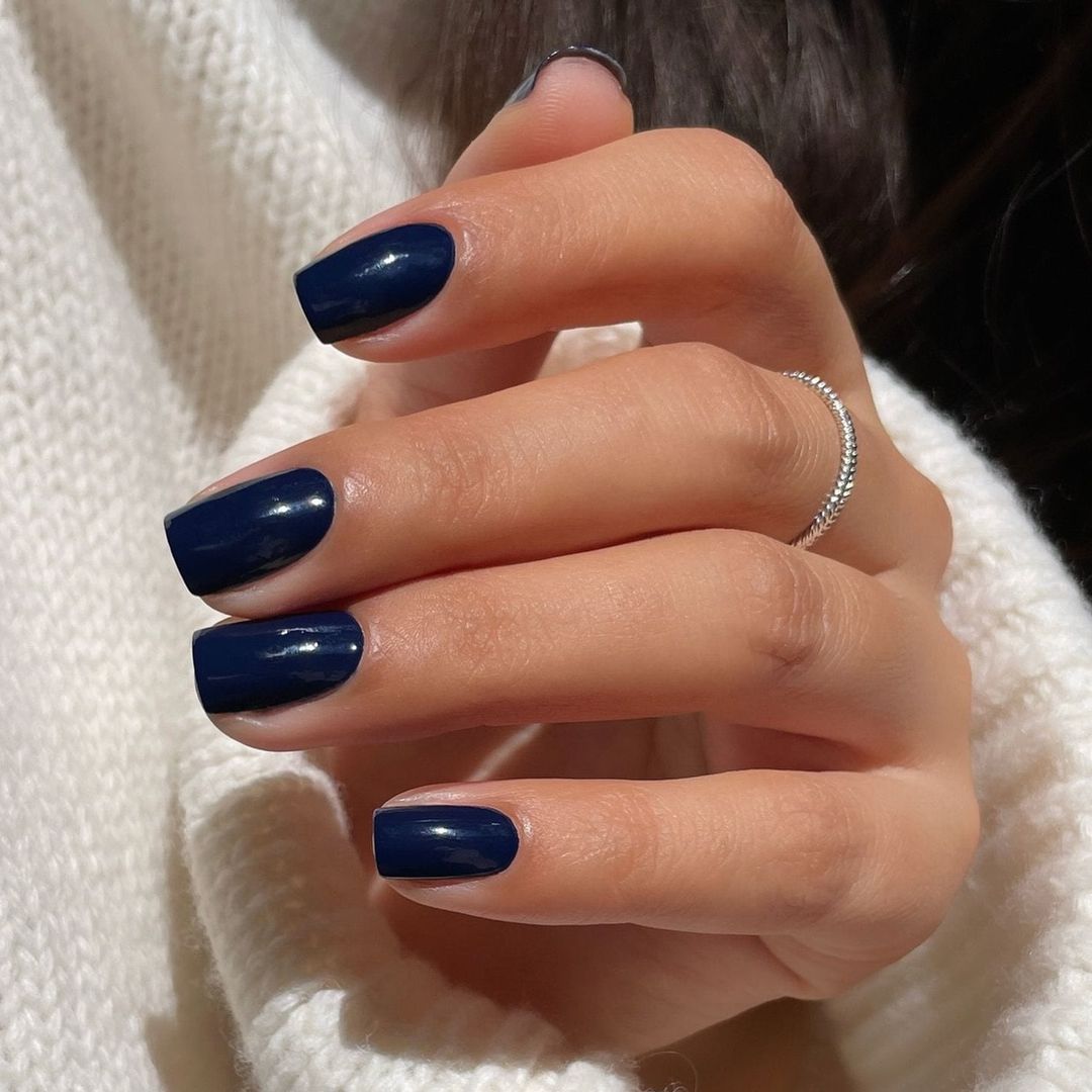 Deep Navy Blue Short Square Nails Deep Navy Blue Short Square Nails — Winter Nail Colors