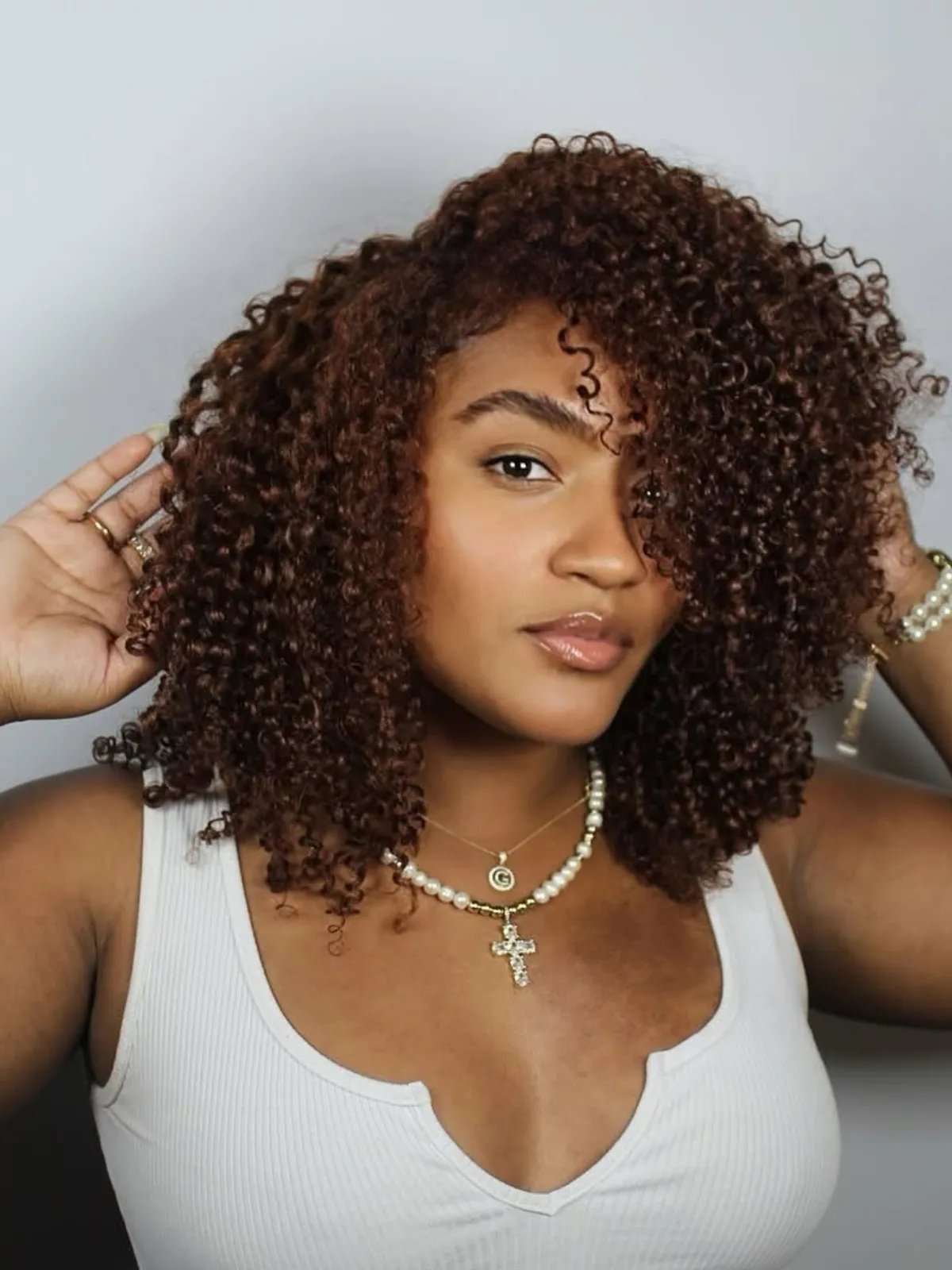 Collarbone Curly Air Dried With Highlights — Dark Chocolate Brown Hair
